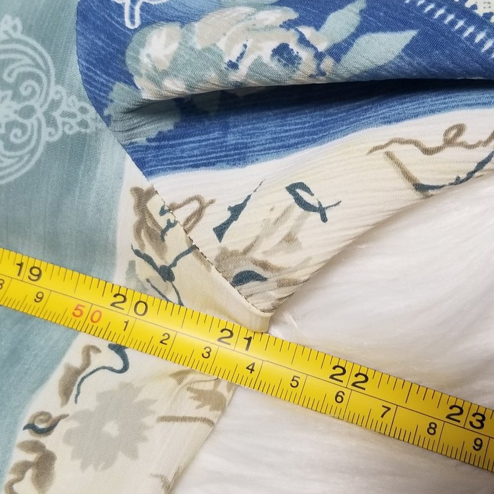 🍉Vintage Bohemian Ashley Taylor Blue Ivory 90s Y2K Floral Tunic Button Front - Picture 8 of 16